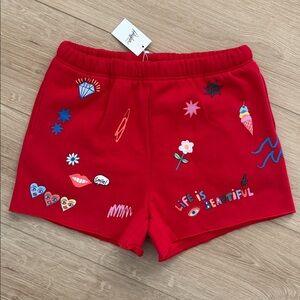 The Mayfair Group Somebody Loves You Cherry Red Women's Shorts with Fun Graphics